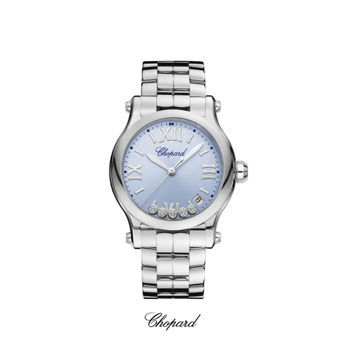 Montre Happy Sport 36mmm quartz Lucent Steel avec diamants de Chopard